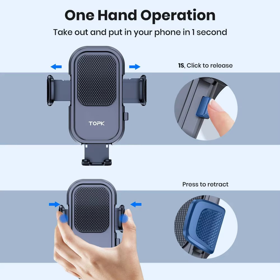 TOPK Autotelefonhalterung für die Lüftung, Handyhalterung für Fahrzeuge in Schwarz, geeignet für große Smartphones und dicke Hüllen - Bild 2