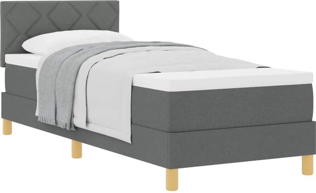 vidaXL Boxspringbett Hybrid mit Matratze und Taschenfederkern, Grau, B/T/H: 80 x 200 x 140 cm - Bild 1