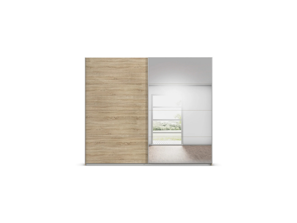 RAUCH Quadra Schwebetürenschrank in Braun mit Spiegelelementen und integrierten Schubladen, B/T/H: 271 x 62 x 230 cm - Bild 3