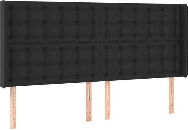 vidaXL Kopfteil mit Ohren in Schwarz aus Kunstleder, Breite: 183 cm, Tiefe: 16 cm, Höhe: 118 cm - Bild 1