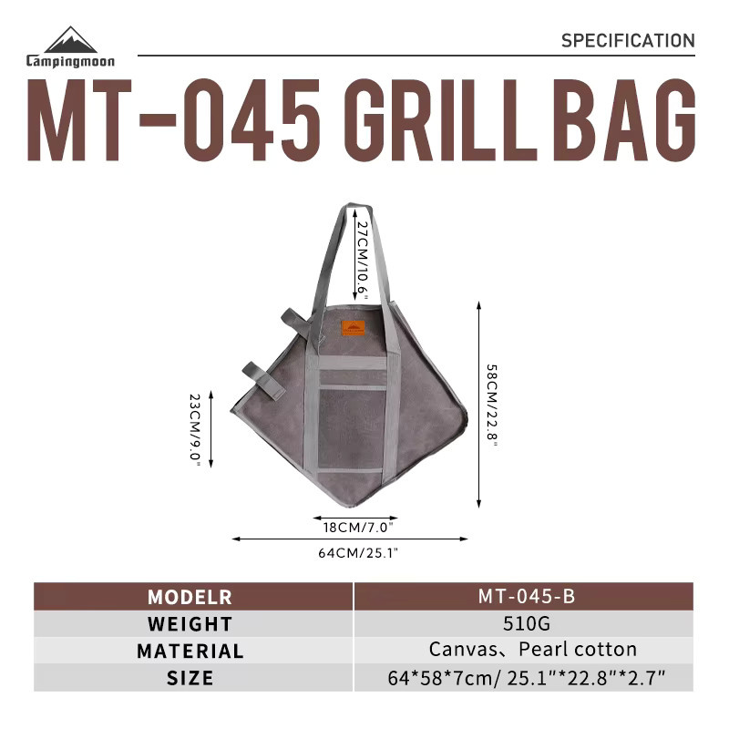 CAMPINGMOON MT-045-B Tragbare Outdoor-Aufbewahrungstasche aus wasserdichtem Canvas in Grau - Bild 2