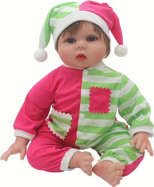 LIN KUN Puppenkleidung, Grün gestreifter Onesie, Zubehör - Bild 1