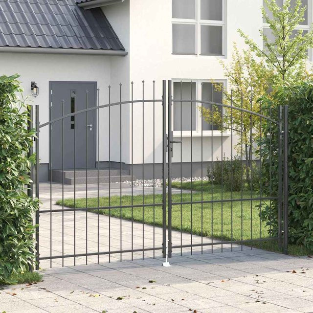 Yiwydaa Doppeltor Woerden mit Schloss aus Stahl, Farbe: Grau, B: 299,5 cm, H: 224,5 cm - Bild 1