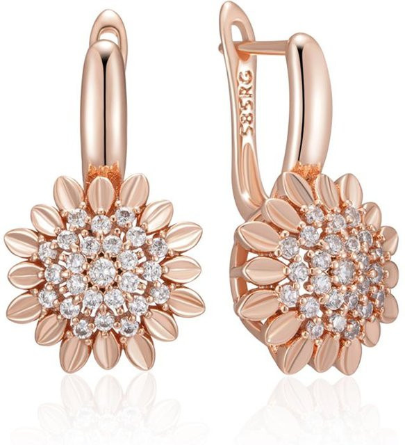 Hängeohrringe Kupfer, Roségold, Zirkonia, Damen, Vintage - Bild 1