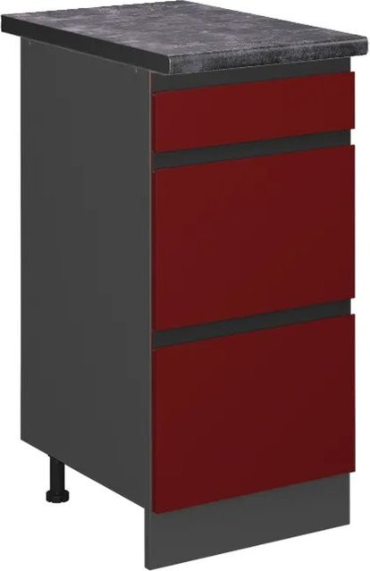 Vicco Küchenunterschrank R-Line in Rot und Anthrazit mit Schubladen, B: 40 cm, T: 60 cm, H: 81,6 cm - Bild 1