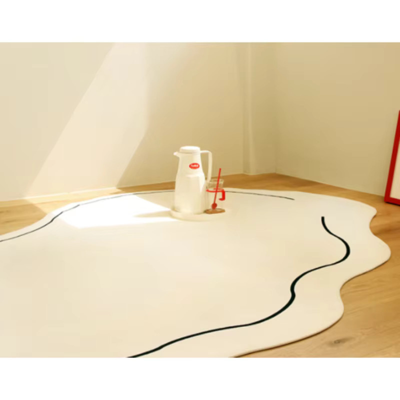 VIKAMA Kurzflor-Teppich in Weiß mit Wellenmuster, minimalistisches Design, maschinenwaschbar, B/T: 160 x 80 cm - Bild 2