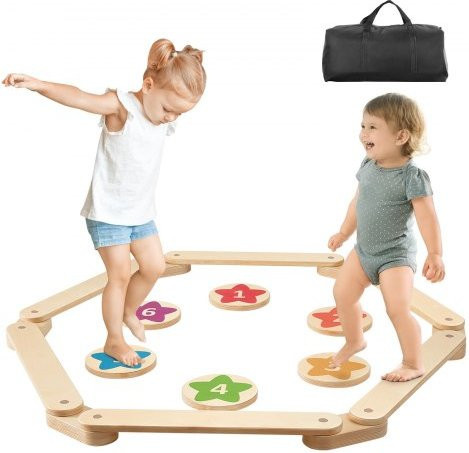 VEVOR Schwebebalken-Trittsteine, 6-teiliges Set, Montessori-Spielzeug für Kinder von 2–6 Jahren - Bild 1