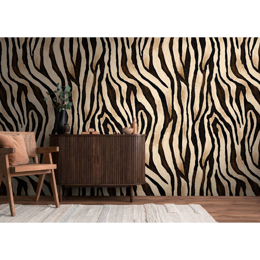 Livingwalls Fototapete Streifen in Schwarz Braun Beige aus Vlies und Vinyl, Breite: 280 cm, Höhe: 159 cm - Bild 4