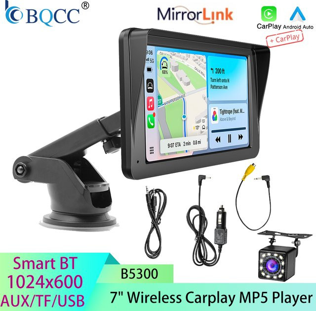 BQCC 7 Zoll HD Touchscreen Autoradio mit Bluetooth, CarPlay und USB in Schwarz - Bild 1