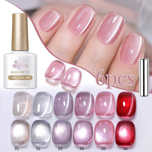 Born Pretty Water Light Cat Magnetic Gel Polish, 6 x 10 ml, Semi Permanent - Bild 1