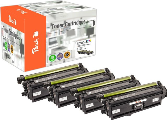 Peach HP 508 X 4 Toner XL Set (Schwarz, Cyan, Magenta, Gelb) für HP Color LaserJet Enterprise Flow MFP M 577 c, wiederaufbereitet - Bild 1