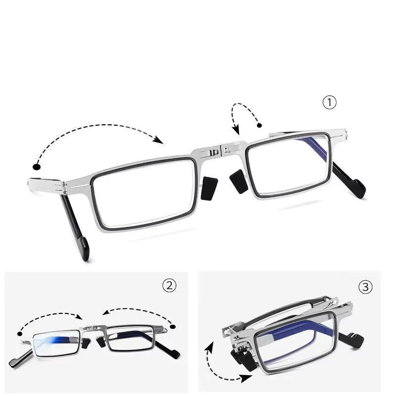 VABBON Lesebrille, Metall, Vollrand, rechteckig, silber, Unisex - Bild 3