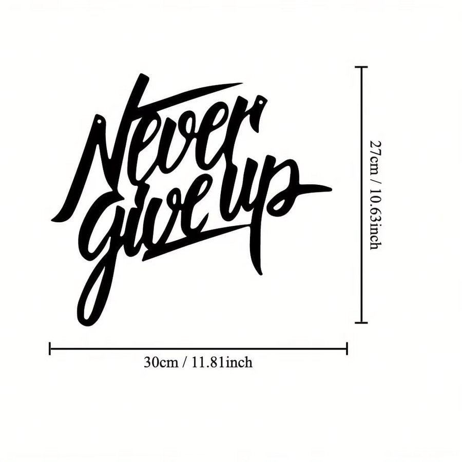 Wanddekorationsschild aus Metall CIFBUY Never Give Up in Schwarz - Bild 2