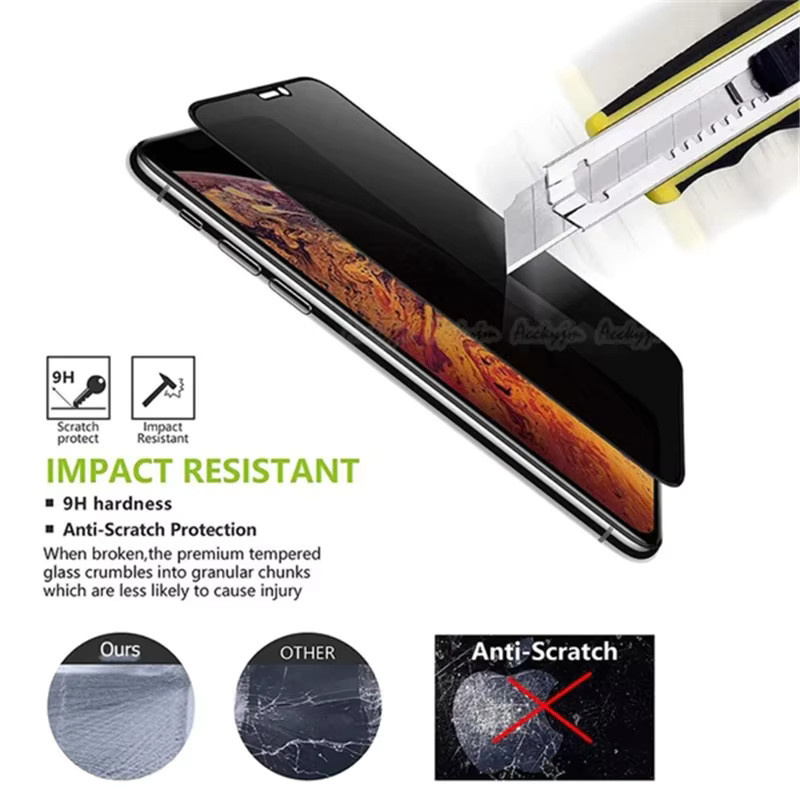 2er-Set OLPAY Anti-Spy Displayschutzfolie aus gehärtetem Glas für iPhone 17 Air 16 15 14 13 12 11 Pro Max Plus Mini, transparent - Bild 4