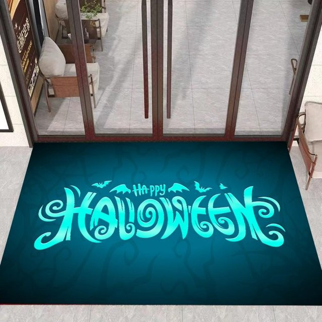Halloween Cartoon Kürbis Geist Fußmatte rutschfest und leicht zu reinigen, B/B: 50 x 80 cm - Bild 1