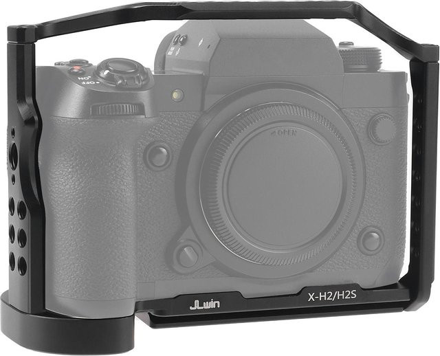 JLwin Kameraschutzkäfig aus Aluminiumlegierung für FUJIFILM X-H2 in Schwarz mit Kaltschuhhalterung und magnetischem Schraubenschlüsselschlitz - Bild 1