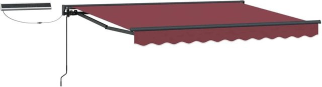 vidaXL Elektrische Ausziehbare Markise in Bordeauxrot mit Semi-Cassette, Breite: 3,5 m, Tiefe: 2 m - Bild 1