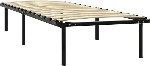 vidaXL Bettgestell aus Metall und Pappelholz in Schwarz, B/T/H: 100 x 200 cm - Bild 1