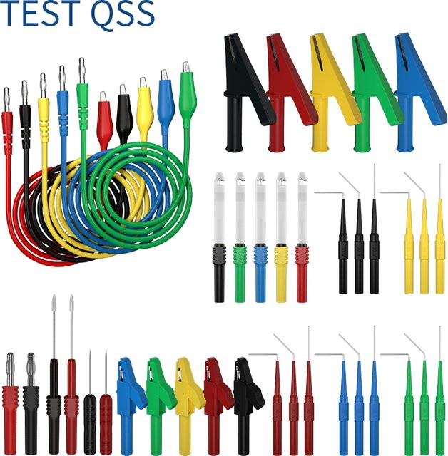 QSS 41-teiliges Multimeter-Testkabel-Set mit 4mm Bananensteckern, Krokodilklemmen und Drahtdurchdringungssonden - Bild 1