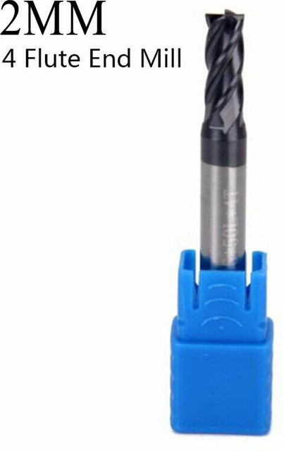 Onourown Vollhartmetall-Schaftfräser HPC mit 4 Zähnen und AlTiN-Beschichtung, Durchmesser: 2 mm, Multicolor - Bild 1