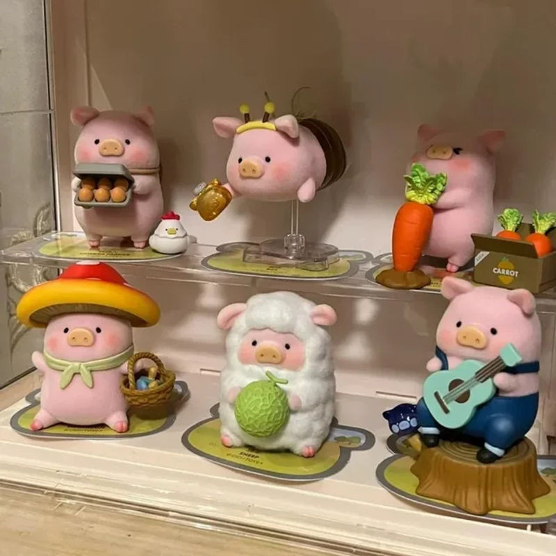 LuLu The Piggy Farm Series Blind Box Mystery Box mit einer rosa Actionfigur Mushroom aus Kunststoff - Bild 1