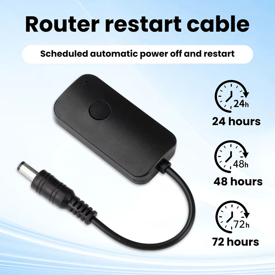 Automatisches Router-Neustart-Kabel DC 9–12 V in Schwarz mit Drei-Gang-Einstellung für zeitgesteuerte Abschaltung nach 24, 48 oder 72 Stunden und Plug-and-Play-Speicherfunktion - Bild 3