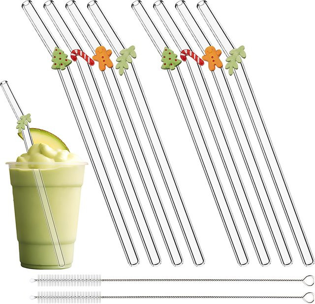 Zoseil Wiederverwendbare Glas Trinkhalme Set, Hitzebeständige Glas Stroh für Cocktails und Säfte, Transparent - Bild 1