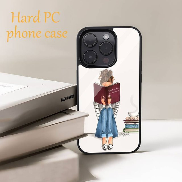 Glänzende Handyhülle mit Mädchen beim Lesen Motiv für iPhone 11 bis iPhone 16 Pro Max in Multicolour - Bild 1