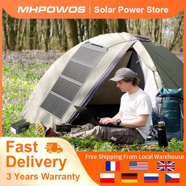 MHPOWOS 40 W faltbares Solarpanel mit 5 V USB als tragbares Ladegerät für dein Handy, wasserdichtes Outdoor-Ladegerät für Camping - Bild 1