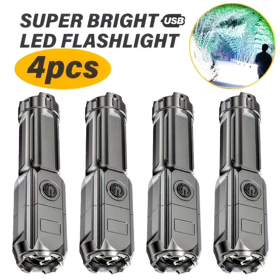 XIWANGFIRE Taktische LED-Taschenlampe aus Aluminium in Schwarz, wiederaufladbar, wasserdicht mit Zoom-Funktion für Camping, Jagd und Angeln - Bild 7