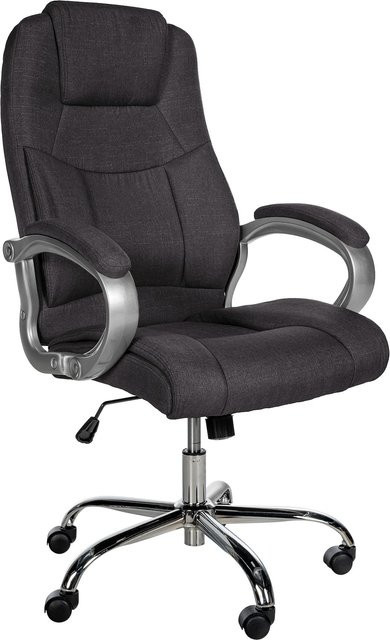 CLP Bürostuhl Apoll XL ergonomisch, höhenverstellbar und drehbar, mit Armlehnen und Wippmechanismus, Stoffbezug schwarz - Bild 1
