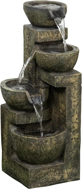 Outsunny Gartenbrunnen Springbrunnen aus Kunstharz in Schwarz mit 4 Stufen einstellbarer Strömung, H x B x T: 60 x 24 x 25 cm - Bild 1