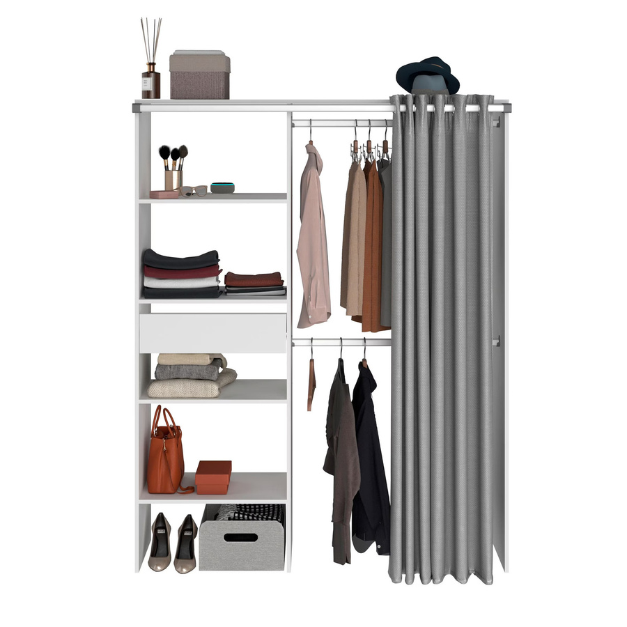 Parisot Kleiderschrank Bari 1 mit Vorhang in Weiß, B/T/H: 143 x 48 x 182 cm - Bild 2