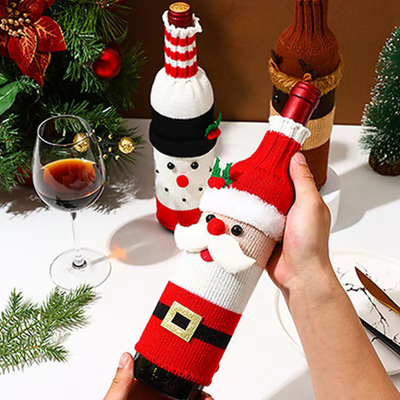 Alivparty Weihnachtsmann und Schneemann Weinflaschenbezug aus Textil in Mehrfarbig für Weihnachtsdekoration und Partyzubehör - Bild 4