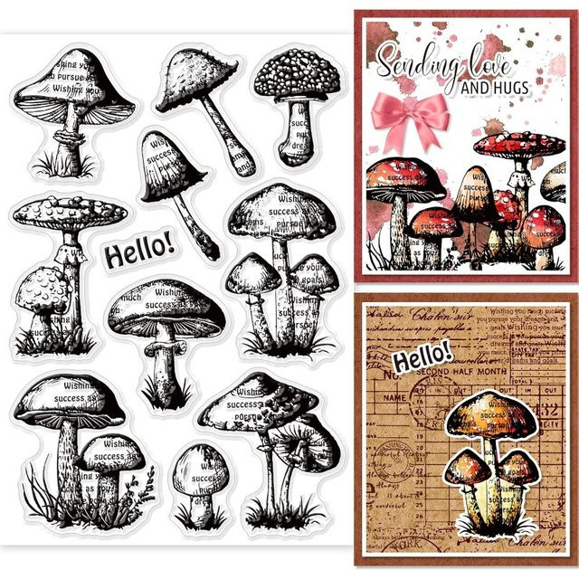 Retro Pilz Silikonstempel Transparent für DIY Scrapbooking und dekorative Karten - Bild 1