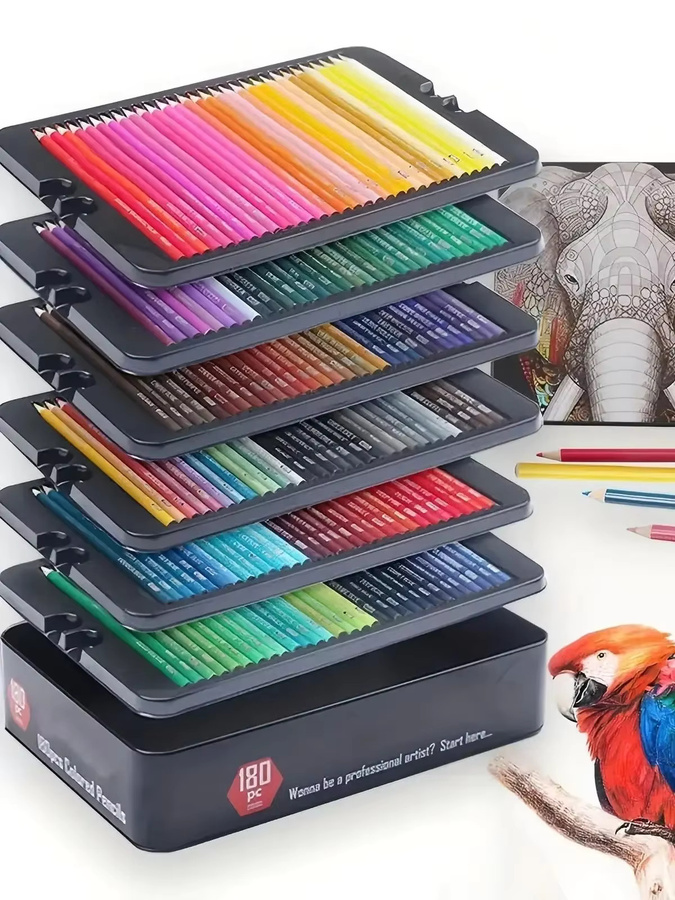 Professionelles Buntstift-Set mit 180 Farben für Kunstzeichnung und Skizzieren, ungiftige Öl-Buntstifte in Multicolour - Bild 7