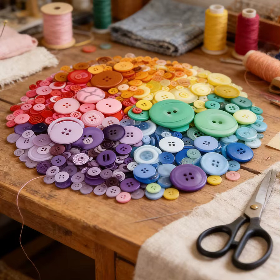 240-teiliges Kunststoff-Knopfset in Mehrfarbig mit verschiedenen Größen von 0,7 cm bis 2,5 cm für DIY-Bastelarbeiten, Nähen und Dekorationen - Bild 4