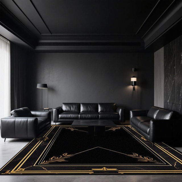 Wucifang Jewelry Teppich in Schwarz mit Marmor-Design, rechteckige Bodenmatte aus Polyester für Wohnzimmer, Schlafzimmer oder Küche, Breite: 60 cm, Länge: 90 cm - Bild 1