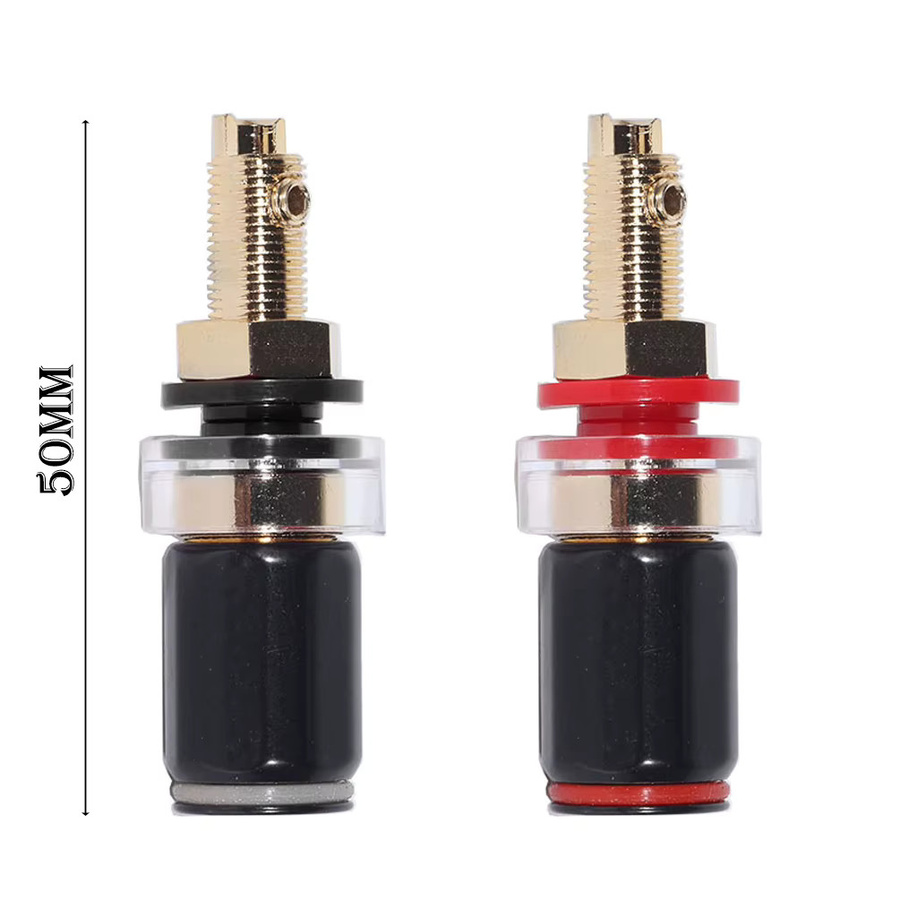 FRHY HiFi-Lautsprecher-Terminal-Binding Posts aus reinem Kupfer, vergoldete Verstärkeranschlüsse als Ersatz für Bananenstecker, Gold - Bild 3