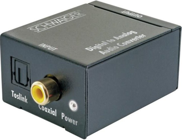 Schwaiger AV Konverter ADW200513 Digital zu Analog Audio Konverter in Schwarz mit Koaxial, Toslink und RCA Anschlüssen - Bild 1