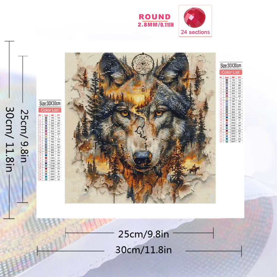 EverShine DIY Diamond Painting Set Wolf im Sonnenuntergang, Rundes Mosaik Bild in Multicolour, B/H: 20 x 20 cm - Bild 2