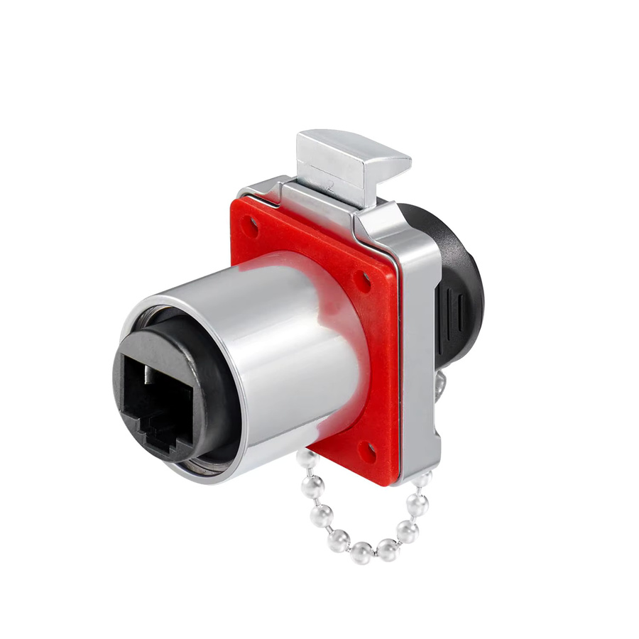 CNLINKO IP68 RJ45-Steckverbinder M24 Ethernet-Anschluss mit Metallgehäuse in Silber für die Panelmontage in Industriegeräten und Netzwerkschränken - Bild 2