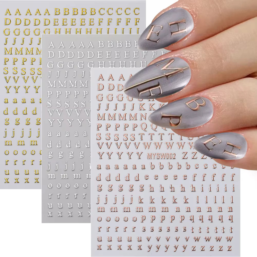 HotPress Nagelaufkleber 3D Englische Buchstaben, 12 Farben, A-Z, Unisex - Bild 2