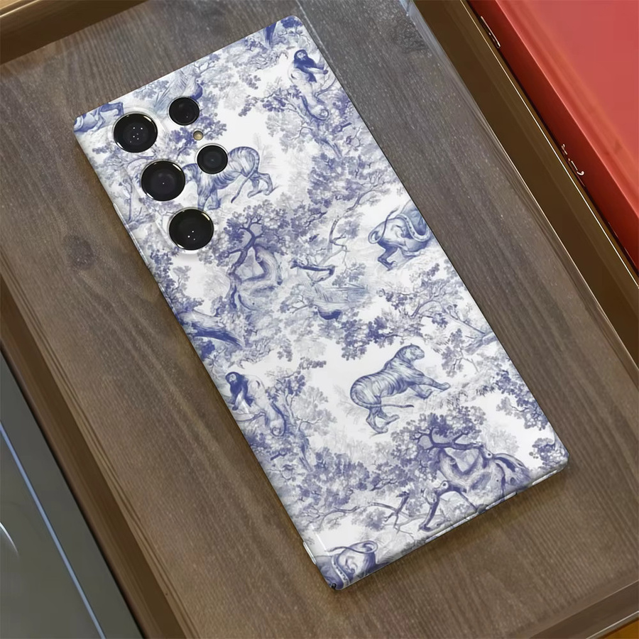 Glänzende Handyhülle mit klassischem Tier-Design für Samsung Galaxy S25 S24 S23 Ultra Plus A35 A92 in Blau - Bild 2