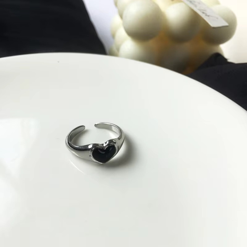 Ring Herz Vintage, Schwarz, Silber, Damen - Bild 3