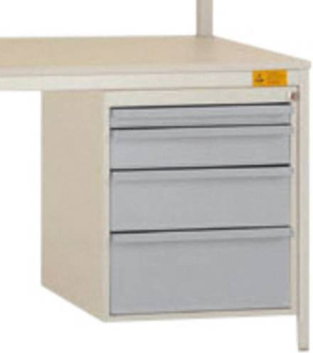 Manuflex LD4832.9006 ESD-Gehäuse-Unterbau aus Stahl in Silber/Weiß mit 4 Schubfächern und einer Nutzhöhe von 50 cm - Bild 1