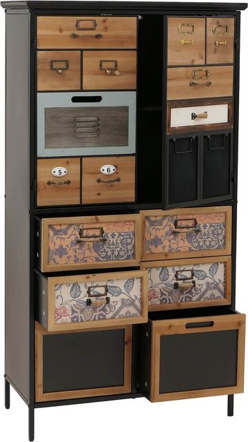 Apothekerkommode MCW-O80 Highboard im Vintage Shabby-Look, Farbe: Natur/Blau/Weiß, B/H/T: 136 x 73 x 35 cm - Bild 1