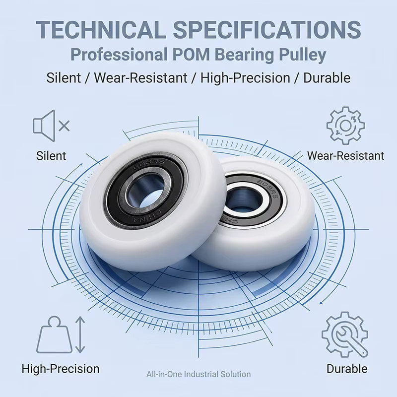 4 Stück Mikro-Nylonrollen dgycb POM-beschichtet in Weiß, B/H/T: 8 x 32 x 10 mm, Kunststofflager für Rudergeräte und 3D-Drucker - Bild 2