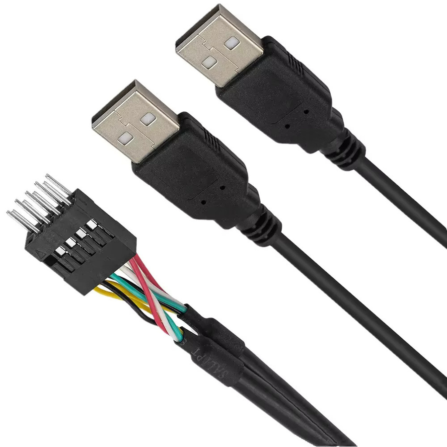 BSN USB 2.0 Dual Typ A auf 9-Pin Dupont 2,54mm Verlängerungskabel für PC DIY, Schwarz, Länge: 50 cm - Bild 4