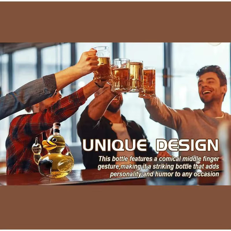 XMSJ Glas-Dekanter in Schildkrötenform mit Mittelfinger-Motiv, transparentes Whisky- und Weinflaschen-Ornament für die Bar-Dekoration - Bild 4